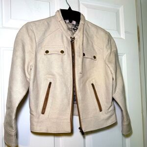 Original Penguin Woman’s Ivory Linen Cropped Motorcycle Style Jacket Small